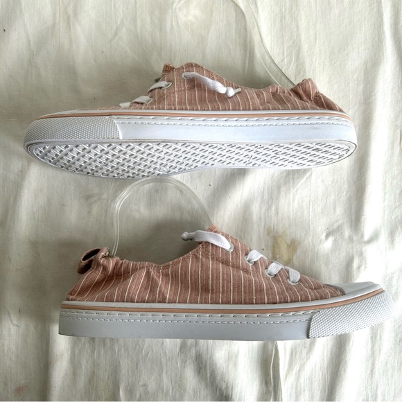 Maurices Slip on Lace up Canvas Stripe Sneakers Size 10 - Picture 5 of 10